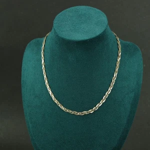 Vintage Sterling Silver Necklace Choker Twisted Cain 925 Italian 12.12g - Picture 1 of 5