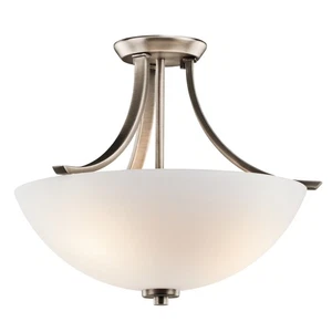 Kichler 3-Light Semi-Flush Mount Ceiling Light – Brushed 14" Tall x 17.25" Wide - Picture 1 of 4