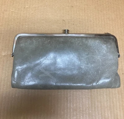 Años 90 HOBO INTERNATIONAL Sobre Cartera Bolso sin asas Cuero Tostado/Gris Foto 1 de 4