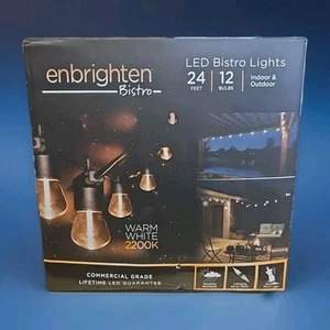 Enbrighten 12Bulb 24ft Outdoor/Indoor Bistro LED Light Acrylic Edison Bulb - Picture 1 of 6