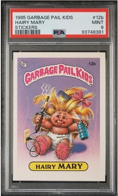 PSA 9 MINT 1985 Garbage Pail Kids HAIRY MARY 12b Matte Sticker Card  - Image 1 of 2