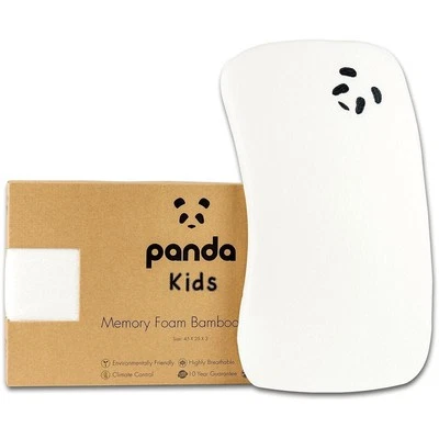 Panda Kids Memory Foam Bamboo Pillow White Cot Bed Size 12+ Months Baby Cushion - Image 1 of 4
