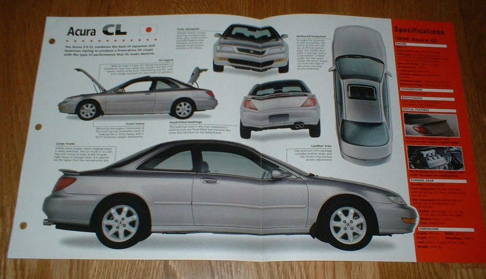 ★★1998 ACURA CL ORIGINAL IMP BROCHURE SPECS INFO 95 96 97 98 99★★ - Image 1 of 1