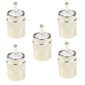 5pcs UHF male PL259 Plug solder RG8 RG213 LMR400 Coax Cable Connector Silver - Zdjęcie 1 z 10
