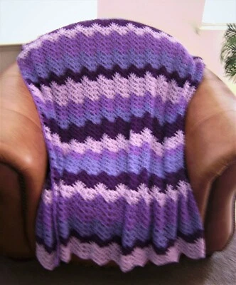  NEW HAND CROCHET SHADES OF PURPLE SNOWFLAKE AFGHAN LAP BLANKET THROW - Image 1 of 4