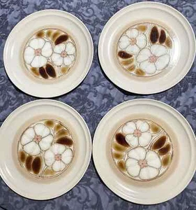 MCM Yamaka Stoneware Tiffany Flowers Japan Dinner Plates-Cloisonne Set 4 Vintage - Picture 1 of 4