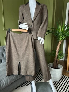 JAEGAR 3 Piece Suit (Jacket UK 14 ) (Trousers, Skirt With Leather Trim UK 12) - Picture 1 of 24