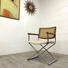 Italian Cesca Style Bauhaus Tubular Chrome And Rattan  X Cross Chair /1