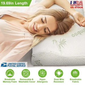 Bamboo Memory Foam Sleep Pillow Contoured Cervical Orthopedic Neck Support US - Picture 1 of 15