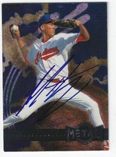 Autographed JULIAN TAVAREZ Cleveland Indians 1996 Metal Card #53 Show Ticket