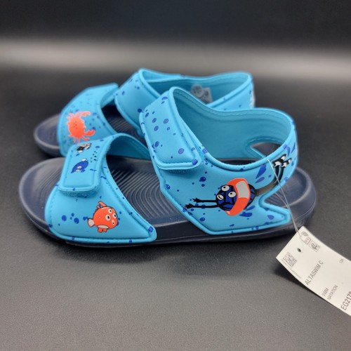 Adidas Altaswim sandali bambino scarpe da bagno taglia 12 blu slip on cinturini nuovi