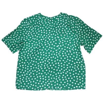 Blusa vintage Leslie Fay verde lunares talla 14 bolsillo manga corta camisa Foto 1 de 4
