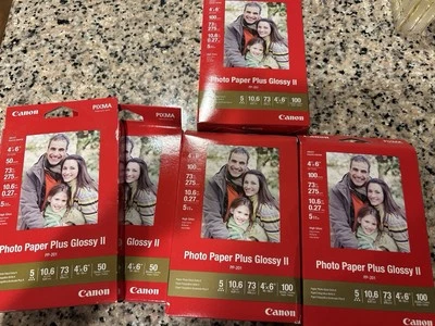 Canon PIXMA Lot Of (5) PP-201 Photo Paper Plus Glossy II 4"x6" New 400 Sheets - Image 1 of 3