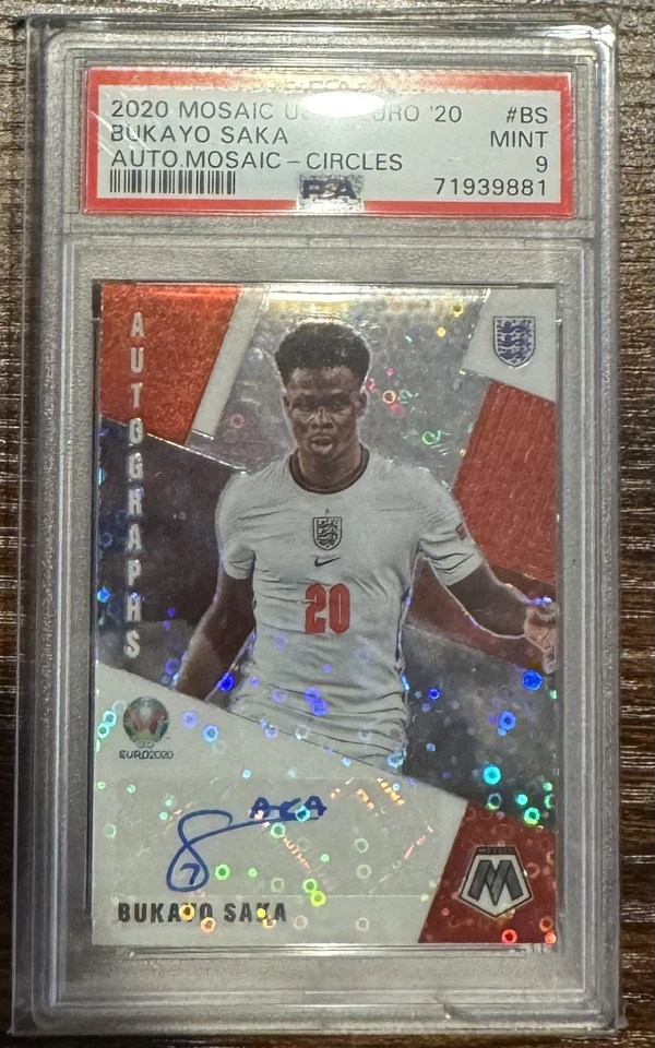 2021 Panini Euro Mosaic Bukayo Saka Prizm Auto PSA 9  - Image 1 of 2
