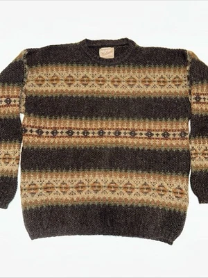 Woolrich Vintage Aztec Brown wool Sweater size large grandpa Western - Image 1 of 4