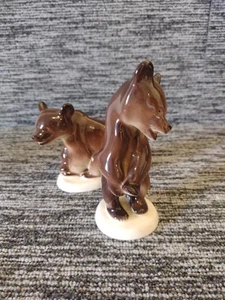 Lomonosov Figurine Brown Bear Cubs Porcelain USSR Soviet Excellent Condition - Picture 1 of 9