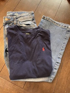 Youth Boys Size 7 Ralph Lauren Tee And Bootcut Jeans - Picture 1 of 7