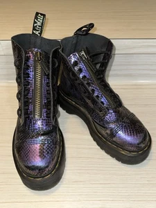 Dr Martens Sinclair Boot Womens 7 Metallic Purple Leather Chunky Platform Shoe - Picture 1 of 8