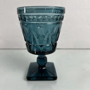 Vintage Indiana Glass Colony Park Lane Blue Teal Wine Water Glass Goblet - Picture 1 of 5