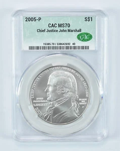 2005-P John Marshall Commemorative Silver Dollar MS70 CAC - Picture 1 of 5