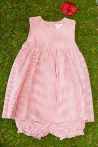 Petit Ami Baby Girls Red & White Striped Dress with Bloomers Size 12 Months - Picture 1 of 4