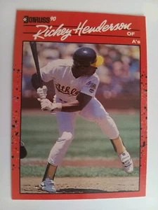 1990 Rickey Henderson ERROR 304 DONRUSS Oakland A's Baseball NO DOT Vintage NM - Picture 1 of 2