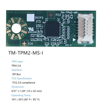 1 x Módulo TM-TPM2-MS-I TPM 2.0 Nuevo TM-TPM2-MS-I Para TYAN TCG 2.0 10º C - 35º C - Imagen 1 de 4