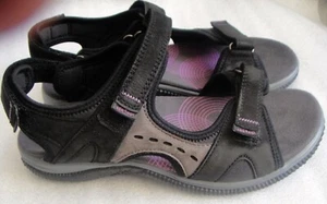 NUEVAS sandalias de trekking LEGERO talla 39 G cuero negro-gris velcro NP90 € - Imagen 1 de 12