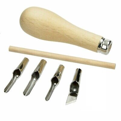 Abig Wooden Handle Lino Cutter & 4 Assorted Cutters • 8.17€