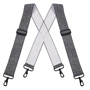 Buyless Fashion Suspenders - 48' Elastic Adjustable 2' Wide - X Back Black Hooks - Picture 1 of 77