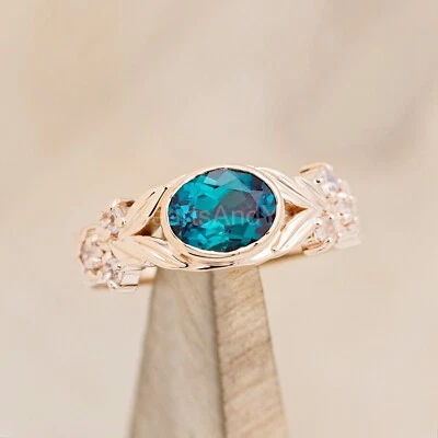 2ct Oval Natural London Blue Topaz & Diamond 100% 14k SOLID Rose Gold Ring - Image 1 of 4