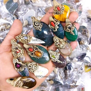 Lote de 30 piezas colgantes de arcilla polimérica de piedras preciosas de cabujón sueltas mezcla natural a granel 40-60 mm - Imagen 1 de 9