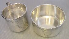 antique Matthews HAND HAMMERED STERLING SILVER BABY CUP & BOWL child set 230g