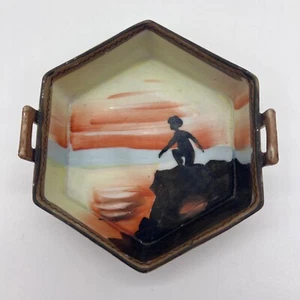 Antique 1890s Handpainted Japan Hindu Swastika Good Luck Symbol Porcelain Dish - Picture 1 of 7