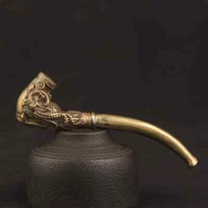 Handmade Carving Dragon Brass Metal Smoking Pipe Chamber Tobacco Herb Accessorie - Picture 1 of 8