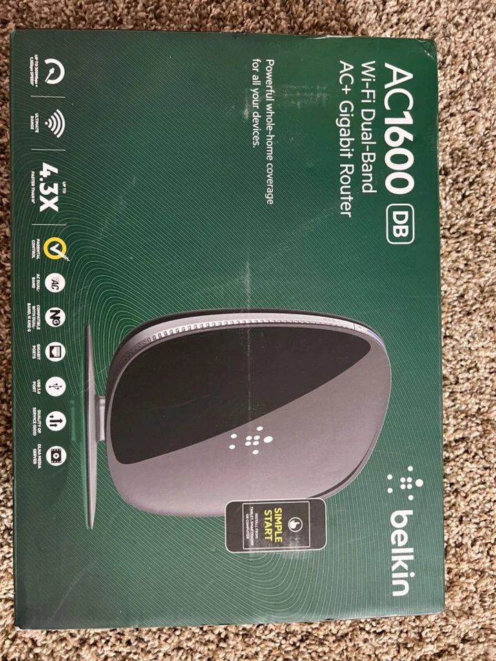 Belkin AC1600 Wi-Fi Dual-Band AC+Gigabit Router-F9K1119-USB 3.0 tested working - Image 1 of 1
