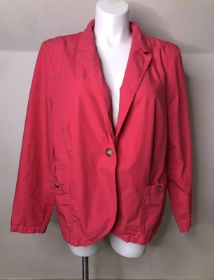 Chaqueta Blazer Liz Claiborne Ligera Algodón Rosa Salmón Botón Único Talla 3X Foto 1 de 4
