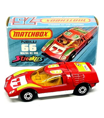 Matchbox Lesney Streakers 66 Mazda RX500 rojo más oscuro, muy raro interior bronceado ¡sin usar, en caja! Foto 1 de 4