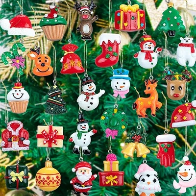 JUNHAO-SHOP 30 Pack Mini Resin Christmas Ornaments Xmas Tree Hanging Decoration Figurines