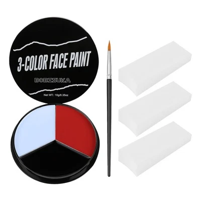 Pintura corporal facial blanca roja gris + esponja 3 piezas + cepillo, ojos de color negro para béisbol Foto 1 de 4