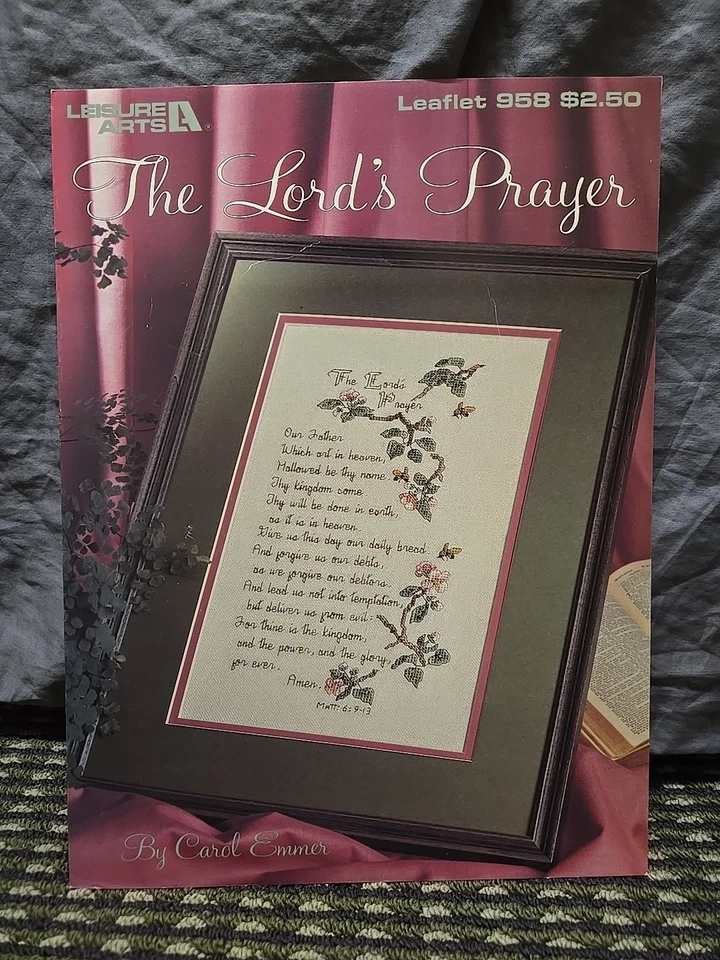 THE LORDS PRAYER Cross Stitch Pattern 958 Leisure Arts 1990 Carol Emmer - Image 1 of 3