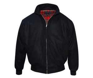 Heavy KB Black Winter Melton Wool England Style Jacket Warm Tartan Lined Jacket - Picture 1 of 9