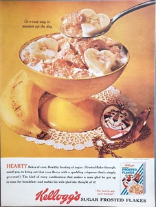 Anuncio impreso Kellogg's Sugar Frosted Flakes 1963 Tony Tiger Locket Banana Hearts - Imagen 1 de 1
