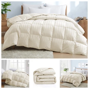 US Sizes Down Alternative Hotel Comforter Ivory Stripes 1000 TC Select Set - Picture 1 of 13