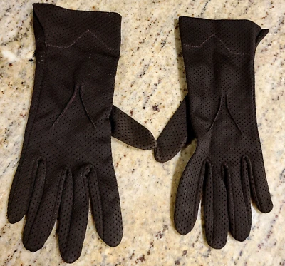 Guantes de colección talla M/L 7 Kayser de nailon perforados formales de conducción marrón 9" EE. UU. Foto 1 de 4