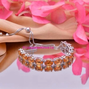 Natural Citrine Gemstones with 925 Sterling Silver Bracelet for Gift #2123 - Picture 1 of 5