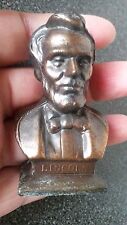 Signed Bookend Copper Head Statue of LINCOLN ,H-6.3cm .Celebrity,Collectible