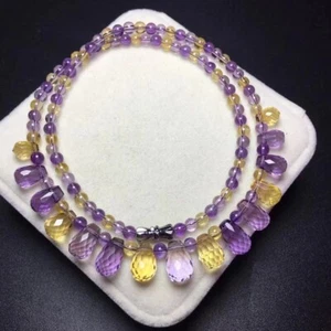 Natural purple Yellow Ametrine Citrine Woman Necklace - Picture 1 of 4