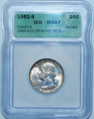 1952 S/S ICG MS67 FS-501 Repunched Mint Mark Washington Quarter - Image 1 of 3