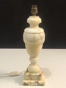 Pied de Lampe de Chevet en Albâtre Italie Luminaire Vintage 35 Cm - Foto 1 di 11